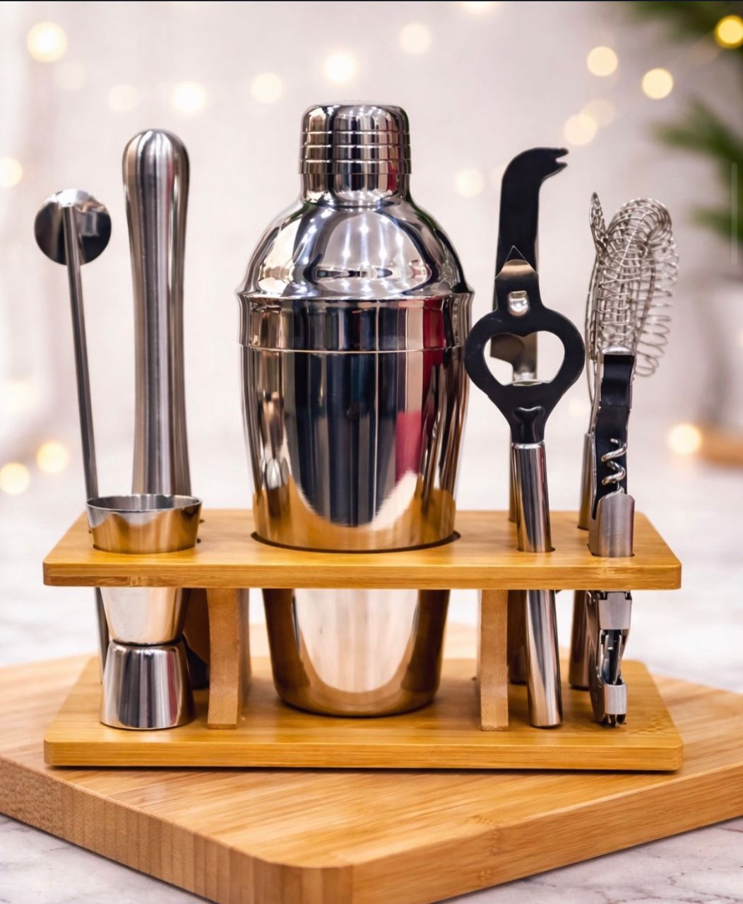 Set de Cocktail Professionnel 10 Pièces – Kit de Bartender en Acier Inoxydable pour Bar à Domicile et Soirées avec support